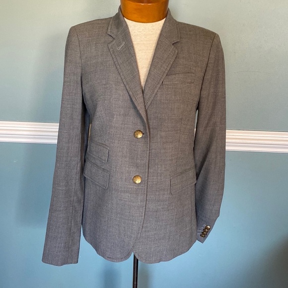 J. Crew "Schoolboy" Gray Wool Double Button Blazer, Size 4 Tall academia preppy - Picture 1 of 9